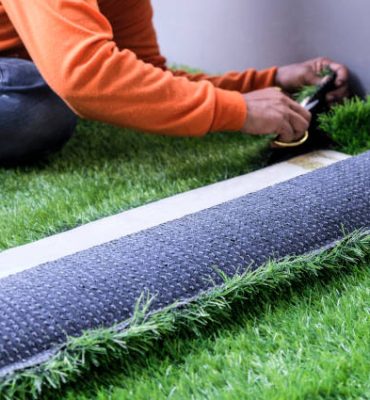 Artificial grass in the garden